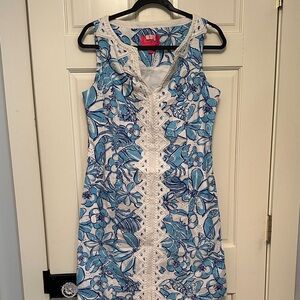 Lilly Pulitzer Vibrant Blue and White Floral Mini Dress